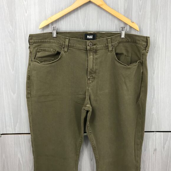PAIGE Lennox JEANS Smokey Green Pants Men's 40 Stretch Casual - Picture 4 of 12